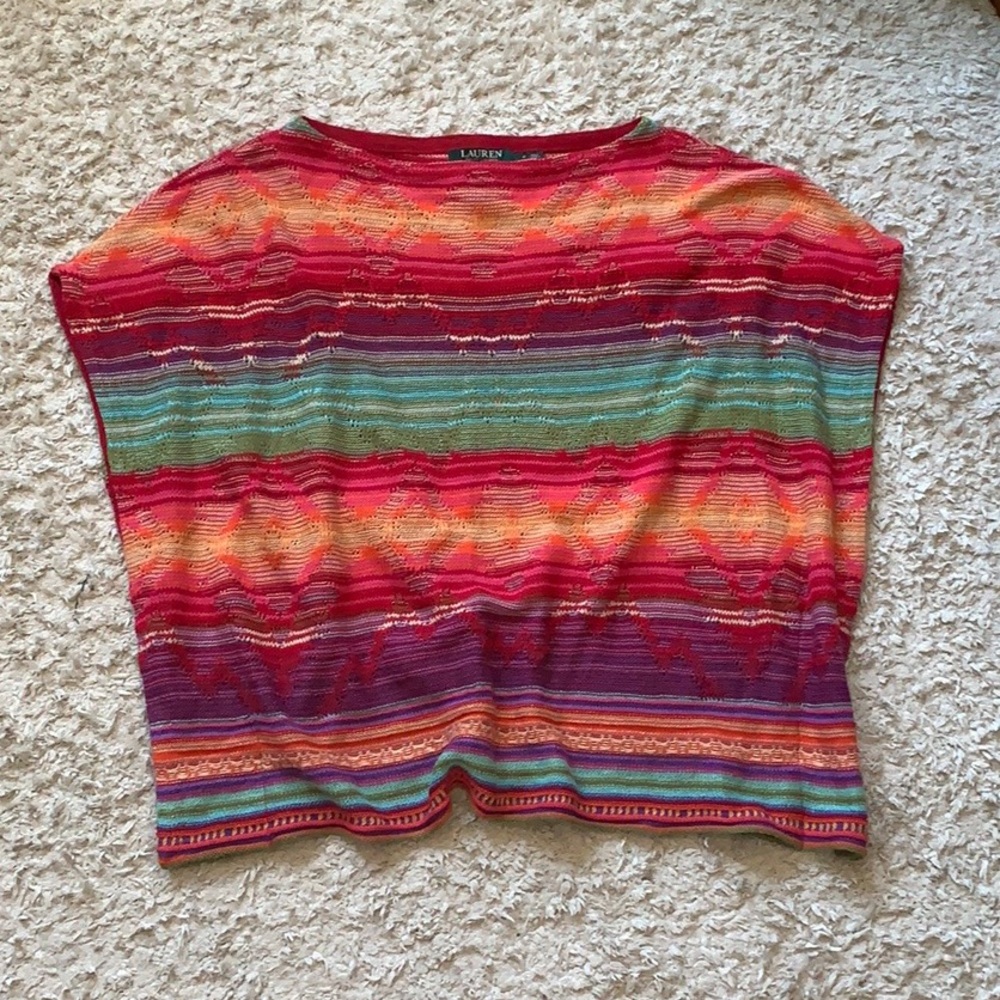 NWOT Ralph Lauren Multicolor Serape Stripe Poncho